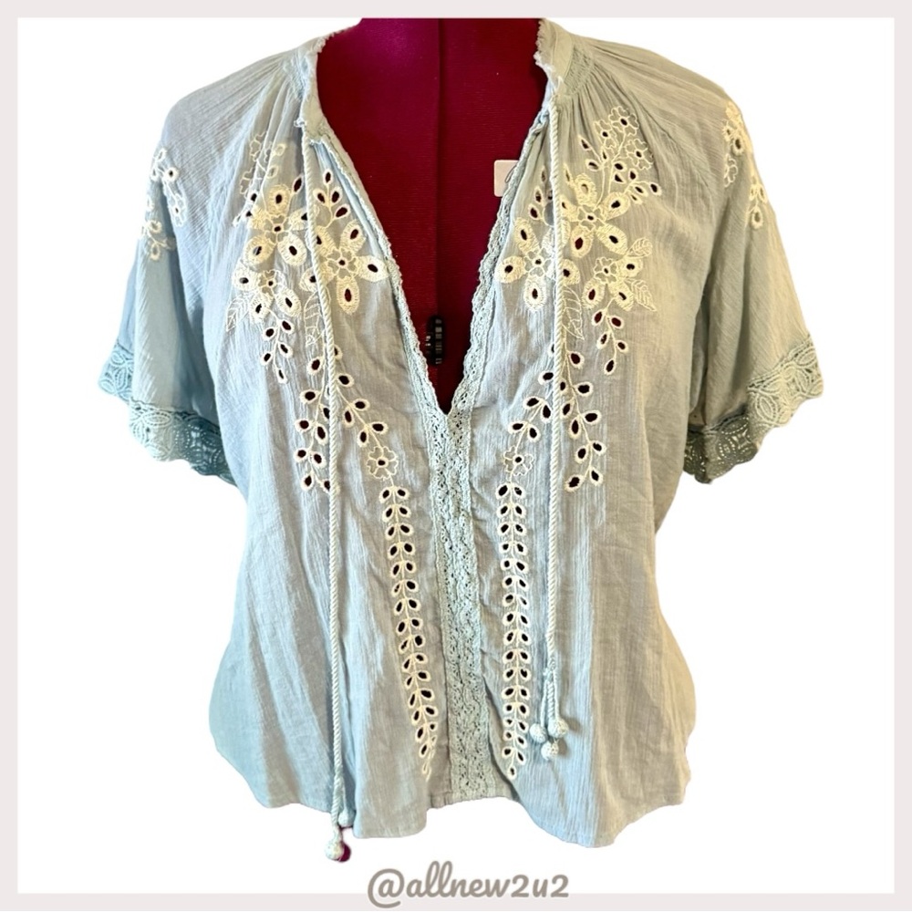 Free People Dahlia Embroidered Blouse Size XS